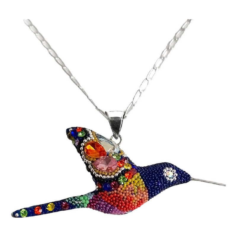 Collar Aretes Colibrí Artesanal Zirconias Plata Ley 925