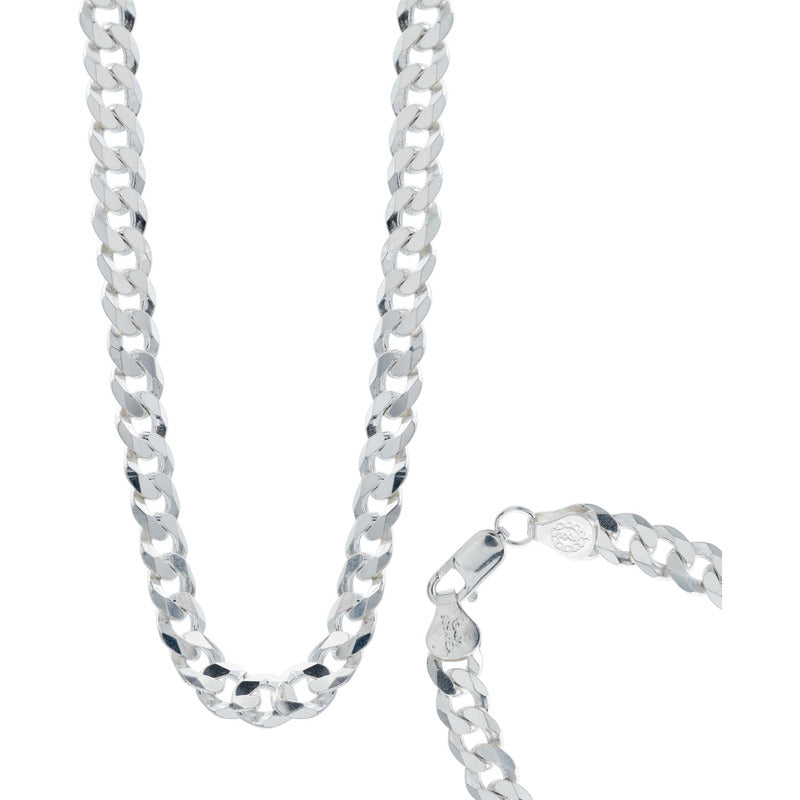 Cadena Cubana Gruesa Cerrada Hombre Plata 925 65 Cm X 7 Mm