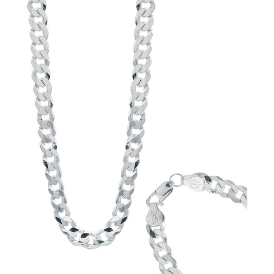 Cadena Cubana Gruesa Cerrada Hombre Plata 925 65 Cm X 7 Mm Plateado