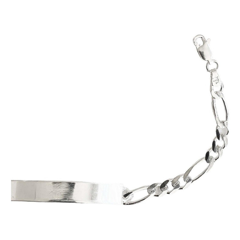 Pulsera Esclava Fígaro Hombre Mujer Plata925 Diamantada 4 Mm