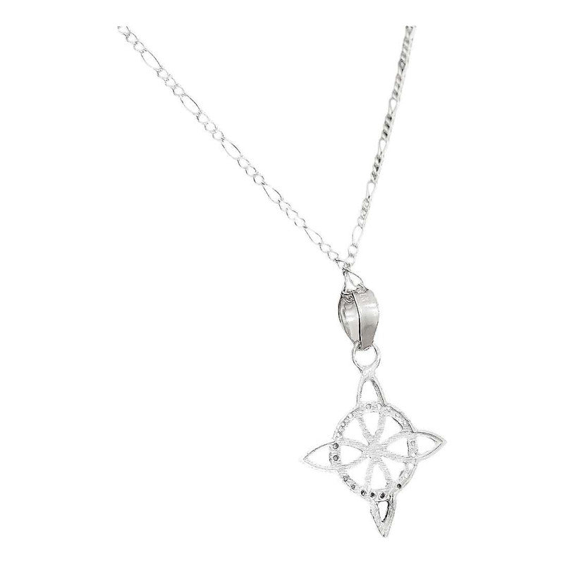 Dije Nudo De Bruja Plano Zirconias Chico Plata +cadena Plata