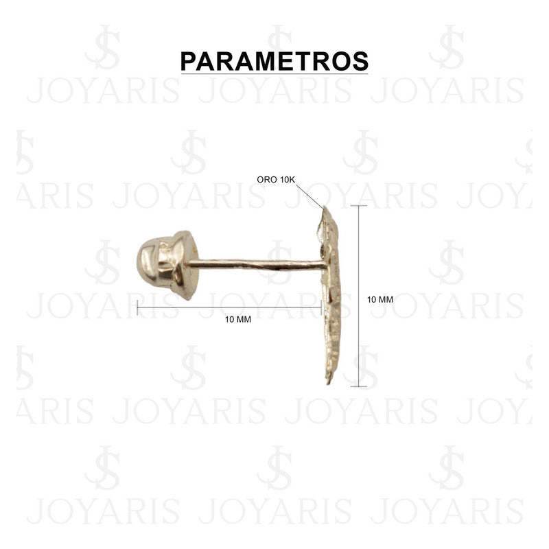 Arete Broquel Chico San Judas Liso Mujer Regalo Oro 10k