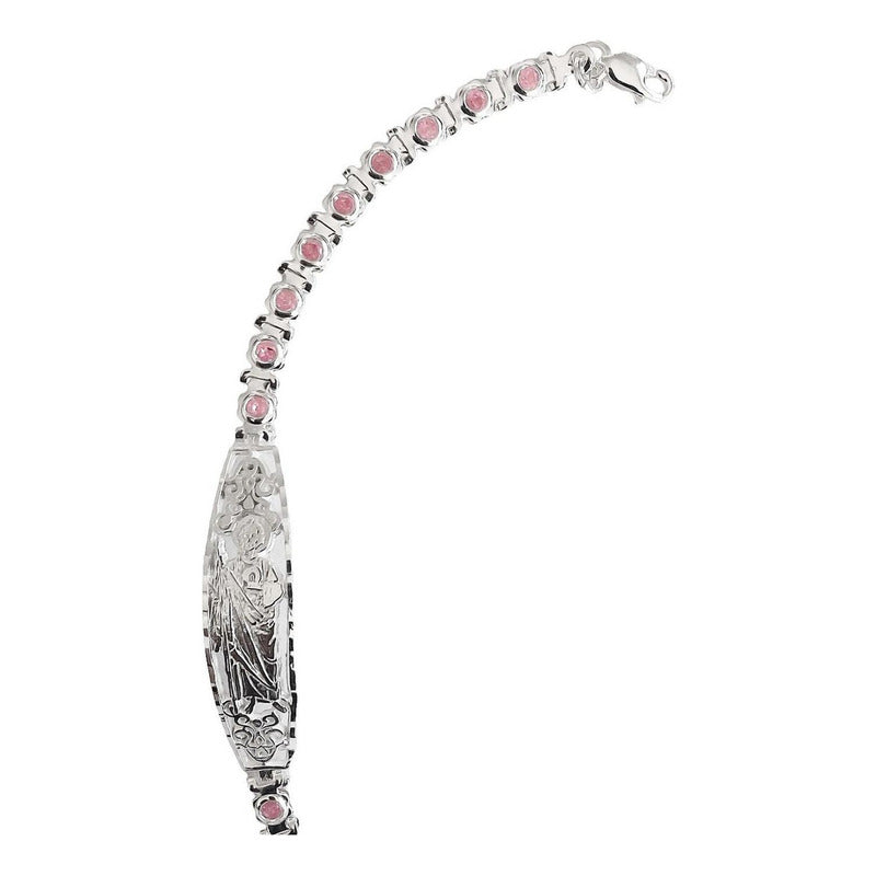 Pulsera Ajustable Dama Placa San Judas Grabado Plata Ley 925