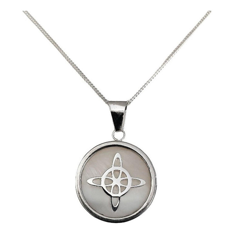 Collar Cadena Barbada Nudo De Bruja Encapsulada Plata 925