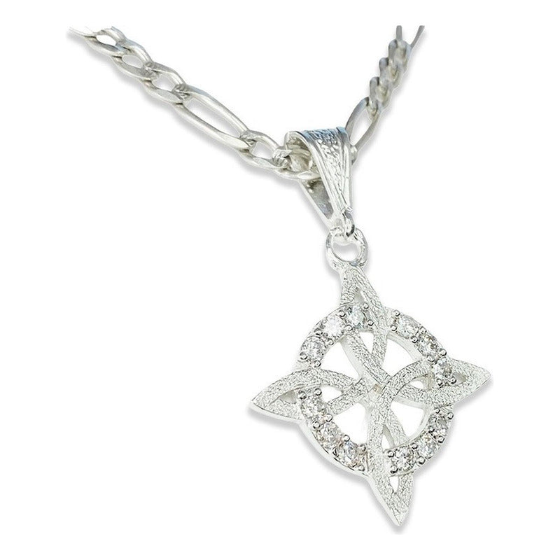 Dije Nudo De Bruja Con Zirconias Grande En Plata Solida 925