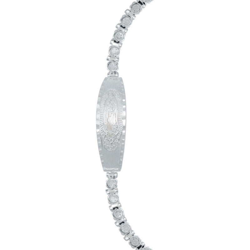 Esclava Ajustable Virgencita Guadalupe Zirconias Plata 925