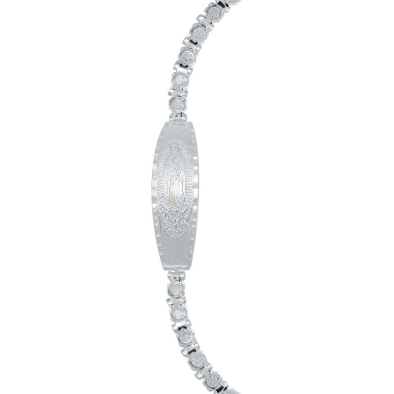 Esclava Ajustable Virgencita Guadalupe Zirconias Plata 925