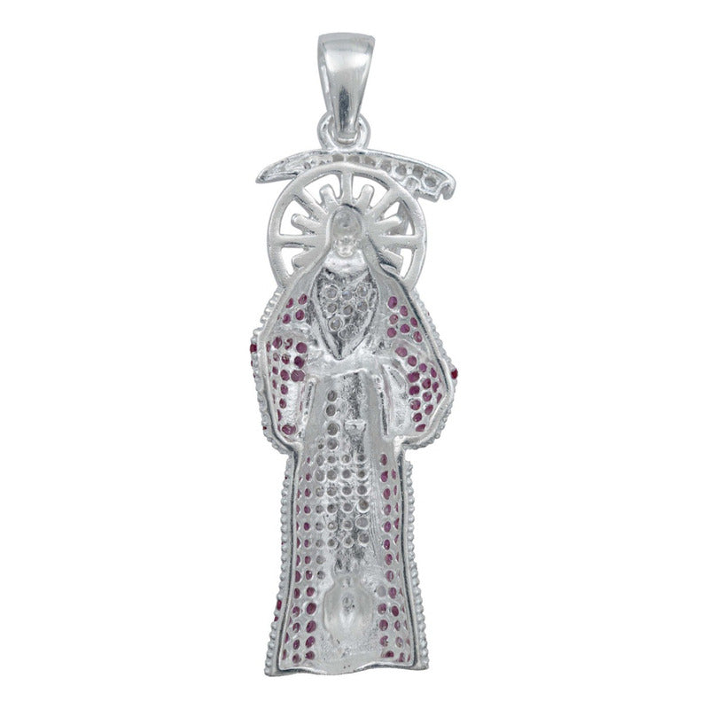 Dije Robusto Santa Muerte Premium Zirconia Plata 925 7.7 Cm