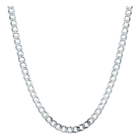 Cadena Cubana Gruesa Diamant Plata Italiana 925 60cm X 6mm Plateado