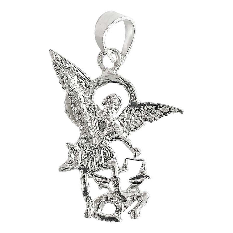 Dijes San Miguel Arcangel Con Zirconias Plata Solida 925
