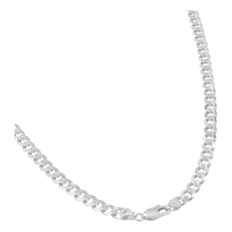 Cadena Cubana Diamantada Barbada Hombre Plata925 70cm X 6mm Plateado