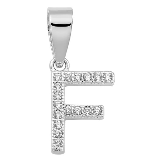 Dije Inicial De Plata 925 Zirconias 2 Cm Regalo Para Mujer F