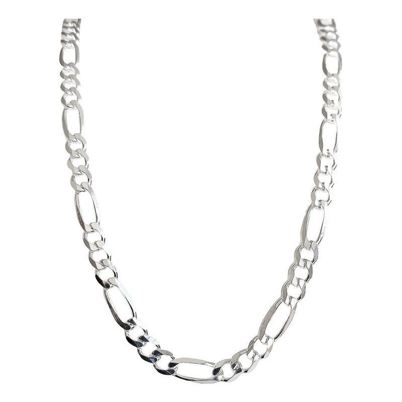 Cadena Gruesa De Plata 925 Hombre Fígaro 3x1 60 Cm X 6 Mm