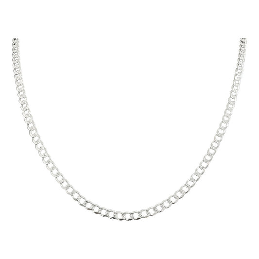 Cadena Cubana Diamantada Barbada Hombre Plata 925 50cm X 5mm Plateado
