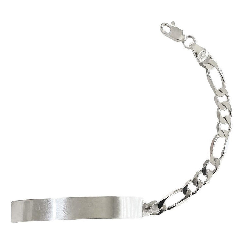 Esclava Hombre Pulsera Fígaro Plata 925 Placa Lisa 6 Mm