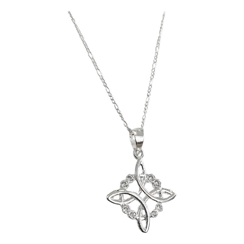 Collar Nudo De Bruja 8 Zirconias Mujer Regalo Plata Ley 925