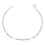 Pulsera Granito De Cafe Doble Diamantada Mujer Plata 925