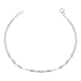 Pulsera Granito De Cafe Doble Diamantada Mujer Plata 925