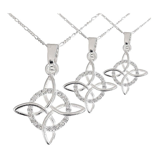 Pack 3 Kits Nudo De Bruja Celta 925 + Cadena Plata Ley S925 Blanco