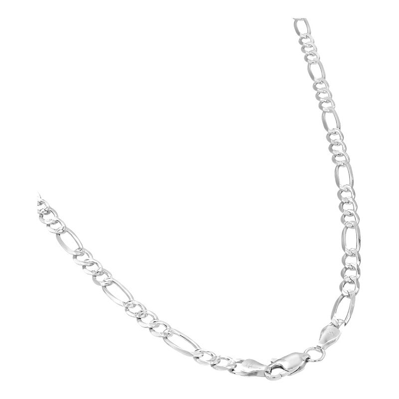 Cadena Figaro 3x1 Diamantada Hombre Plata 925 70 Cm X 5 Mm Plateado