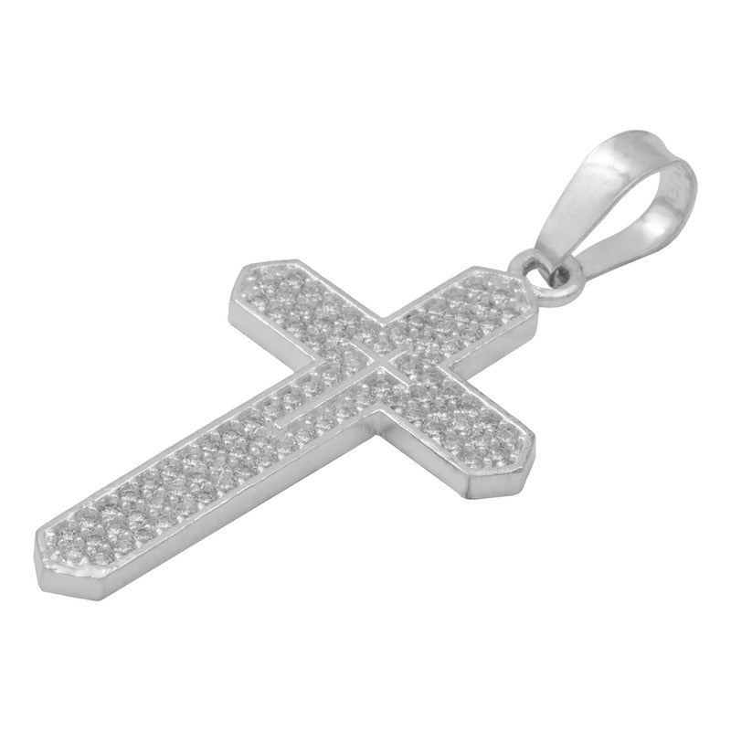 Dije Cruz Puntas Zirconias Hombre Regalo Plata 925 3.9 Cm
