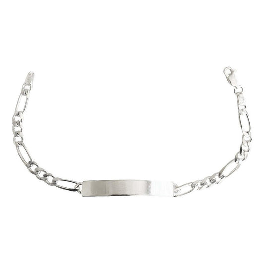 Pulsera Esclava Fígaro Hombre Mujer Plata925 Diamantada 4 Mm Plateado 6 Cm 18 Cm