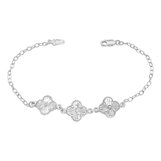 Pulsera Ajustable Plata 925 Trébol Facetado 4mm Mujer Regalo Plateado 20 Cm