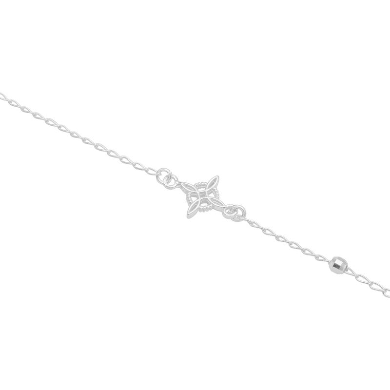 Pulsera Nudo De Bruja Bola Facetada Cristal Mujer Plata 925 Blanco 18 Cm