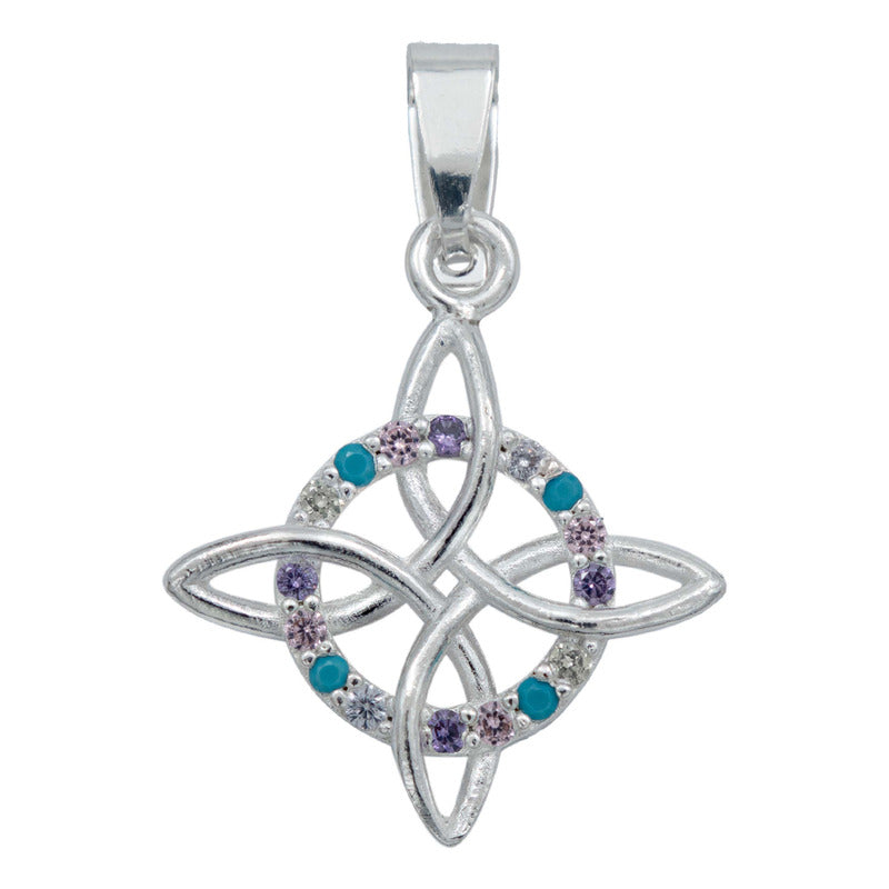 Dije Nudo Bruja Plata Solida 925 + Cadena 55 Cm Plata S925
