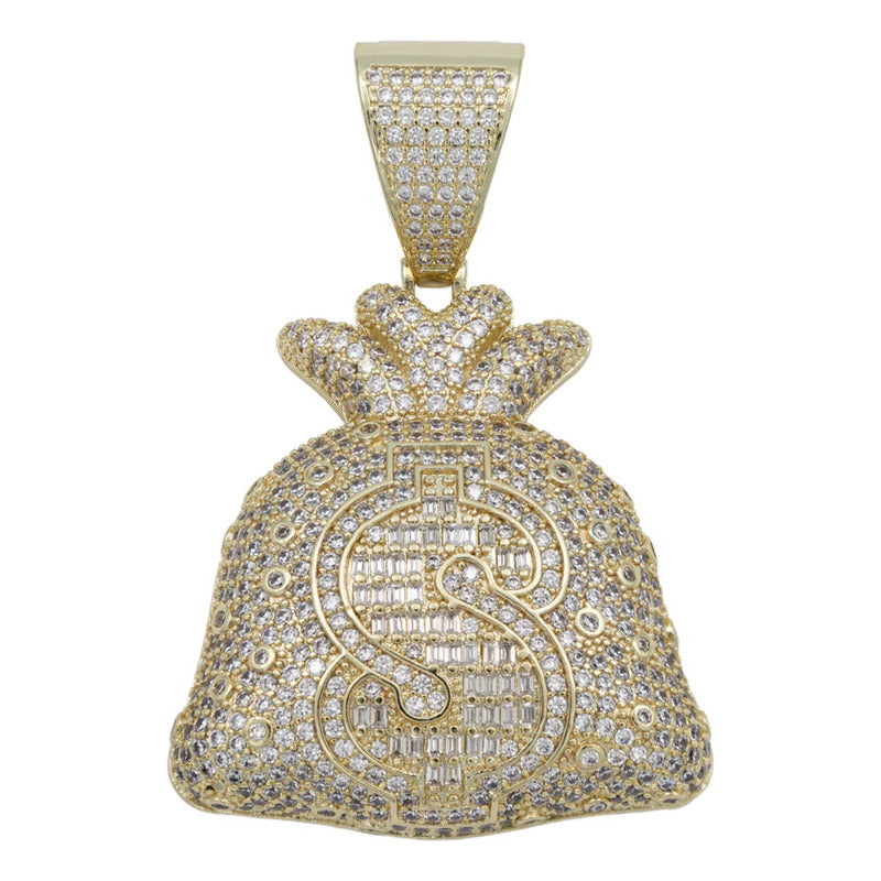 Dije Hombre Saco Dinero Hiphop + Cadena Regalo Chapa Oro 14k