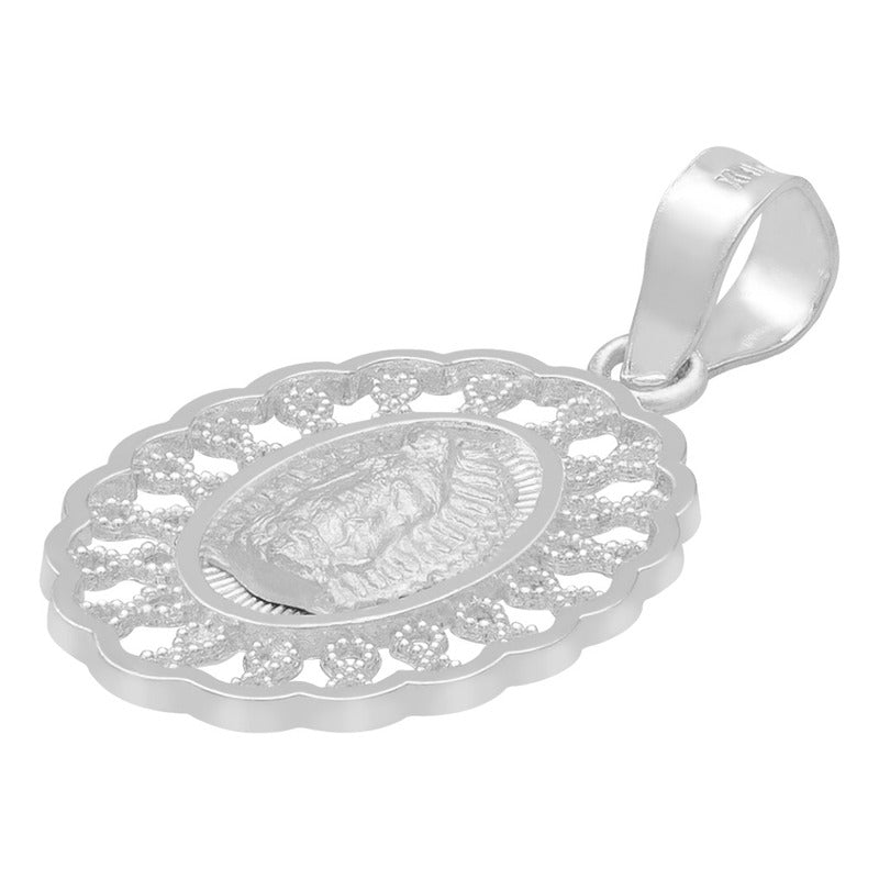 Dije Medalla Virgencita Guadalupe Grecas Infinito Plata 925 Plateado