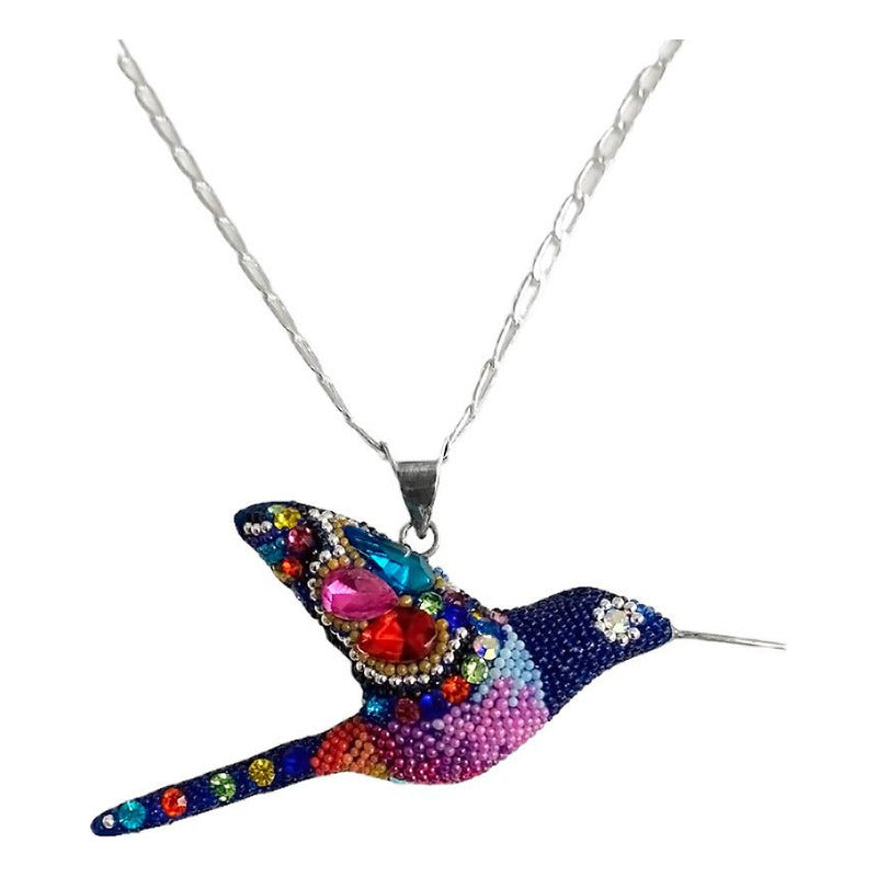 Collar Aretes Colibrí Artesanal Zirconias Plata Ley 925