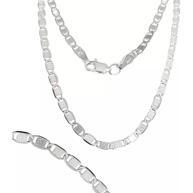 Cadena Marinera Lisa Hombre Mujer Plata Ley 925 55 Cm X 4 Mm