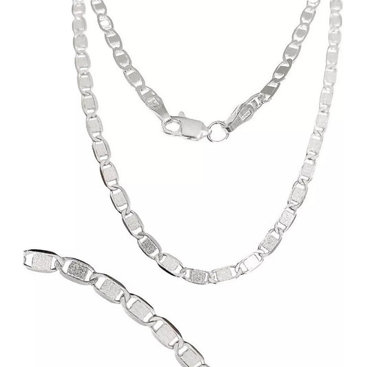 Cadena Marinera Lisa Hombre Mujer Plata Ley 925 55 Cm X 4 Mm Plateado