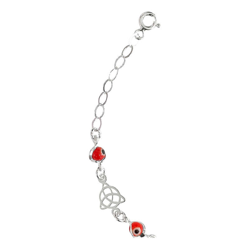 Pulsera Ajustable Triqueta Grande Ojo Turco Plata Ley 925