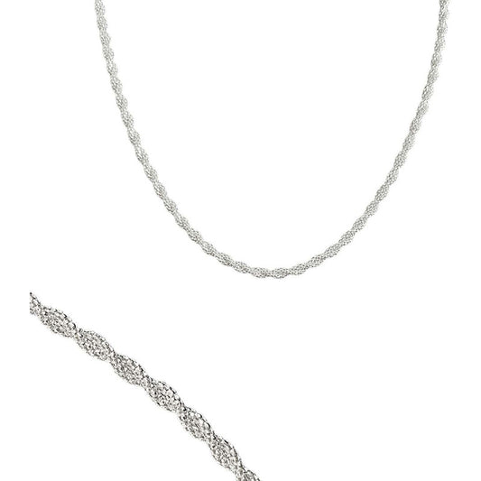 Cadena Torzal Espuma Mujer Regalo Italiana Plata 925 50 Cm Blanco Largo/ancho 50 Cm X 3 Mm