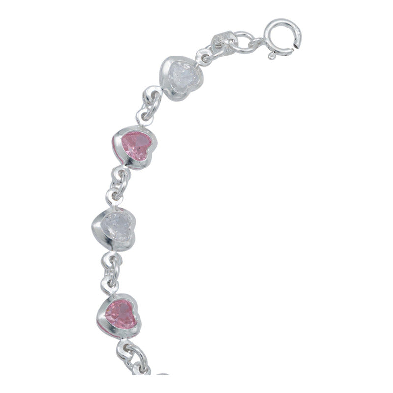 Pulsera Corazones Zirconias Amor Mujer Regalo Plata 925