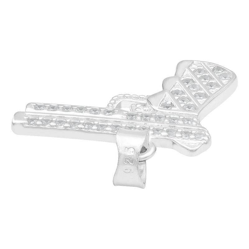 Dije Chico Pistola Glock Revolver Hombre Zirconias Plata 925 Blanco