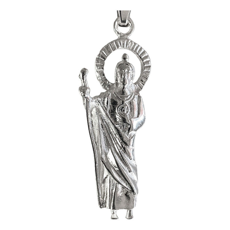 Dije Mediano San Judas 5.1 Cm Liso De Plata Ley 925