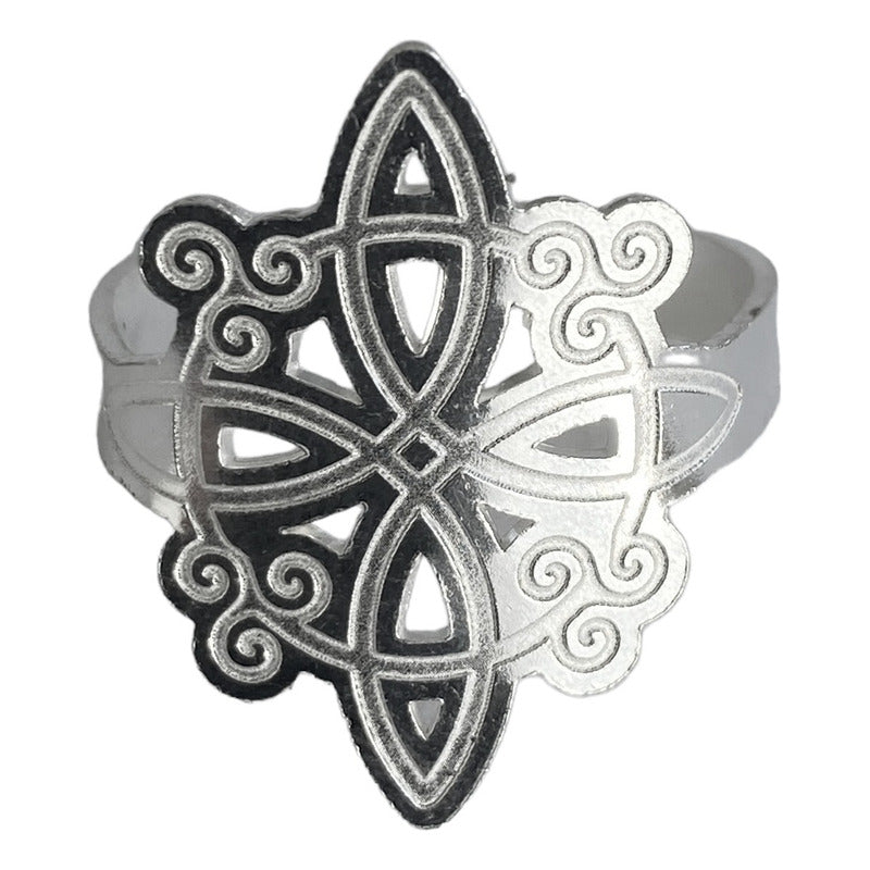 Anillo Ajustable Nudo De Bruja A Laser Plata Solida 925