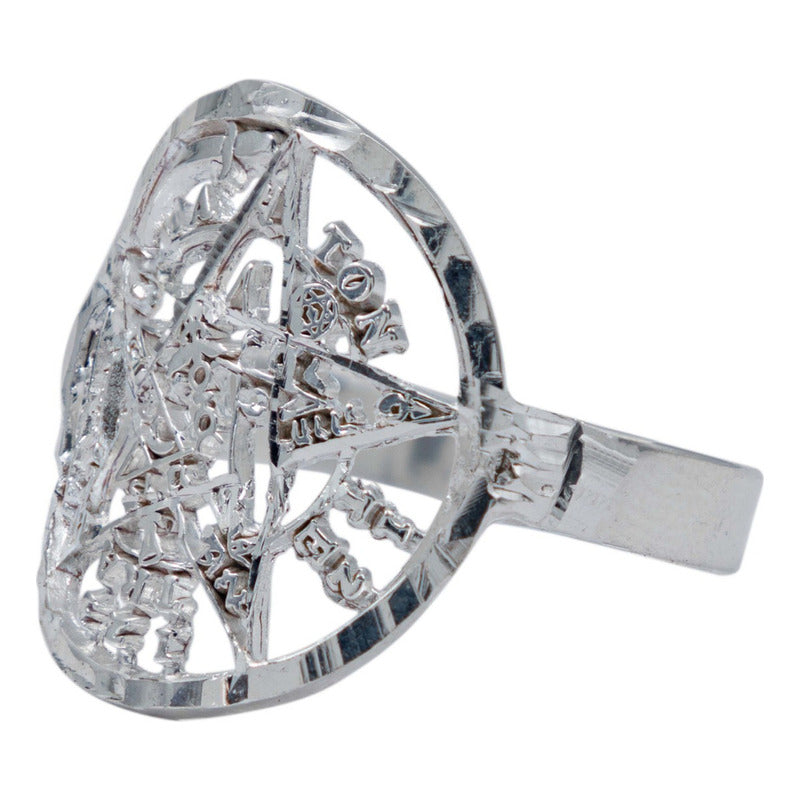 Anillo Tetragramaton Diamantado Hombre Mujer Plata 925