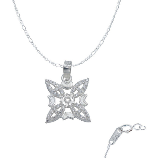 Dije Nudo Bruja Fases Lunares Estrella Cadena Plata 925 Blanco
