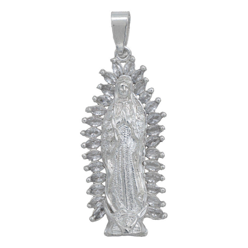 Dije Mediano Virgen De Guadalupe Zirconia Baguette Plata 925