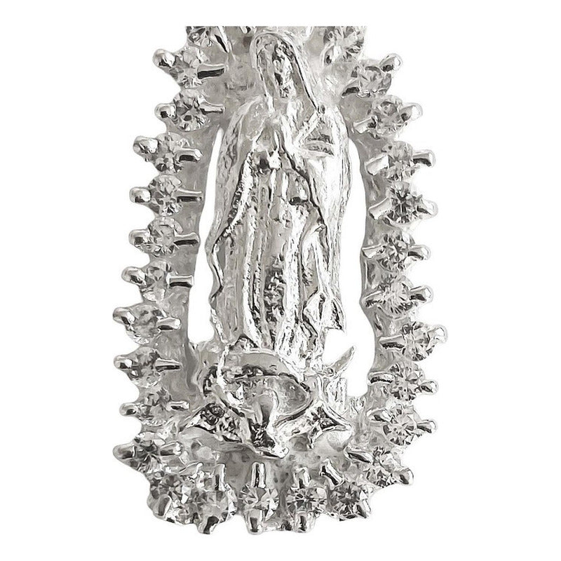 Dije Chico Virgen De Guadalupe Con Zirconias Plata Ley 925 Blanco