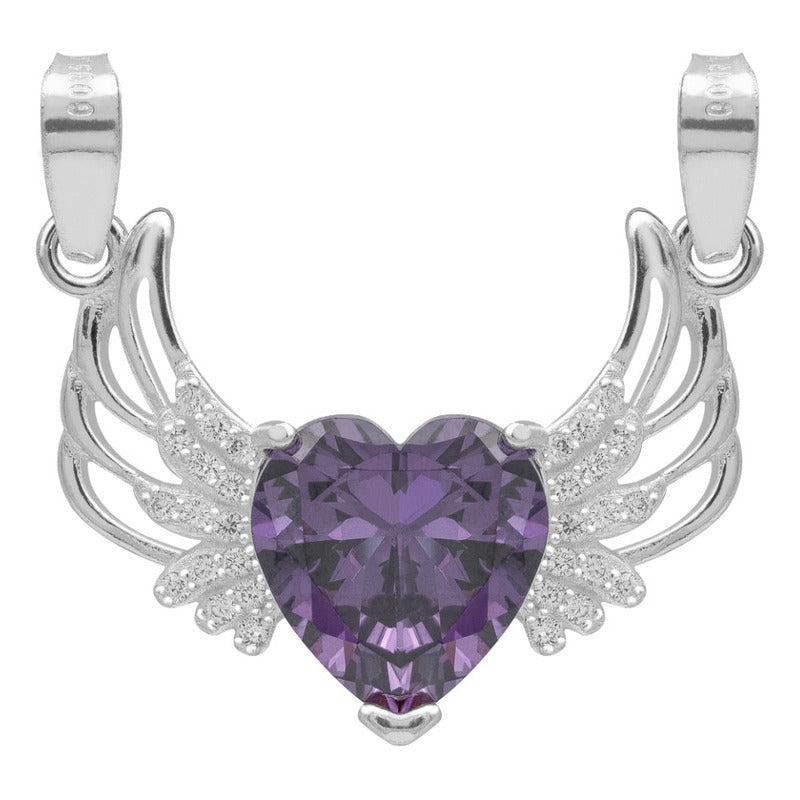 Dije Corazón Alas Zirconias Amor Mujer Mamá Regalo Plata 925