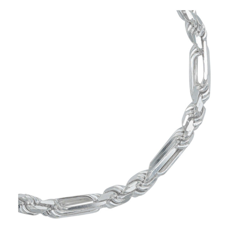 Pulsera Gruesa Torsal Figaro Hombre Plata Italy 925 4 Mm