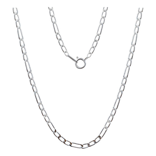 Cadena Figaro 3x1 Mujer Regalo Plata 925 55 Cm X 3 Mm Plateado