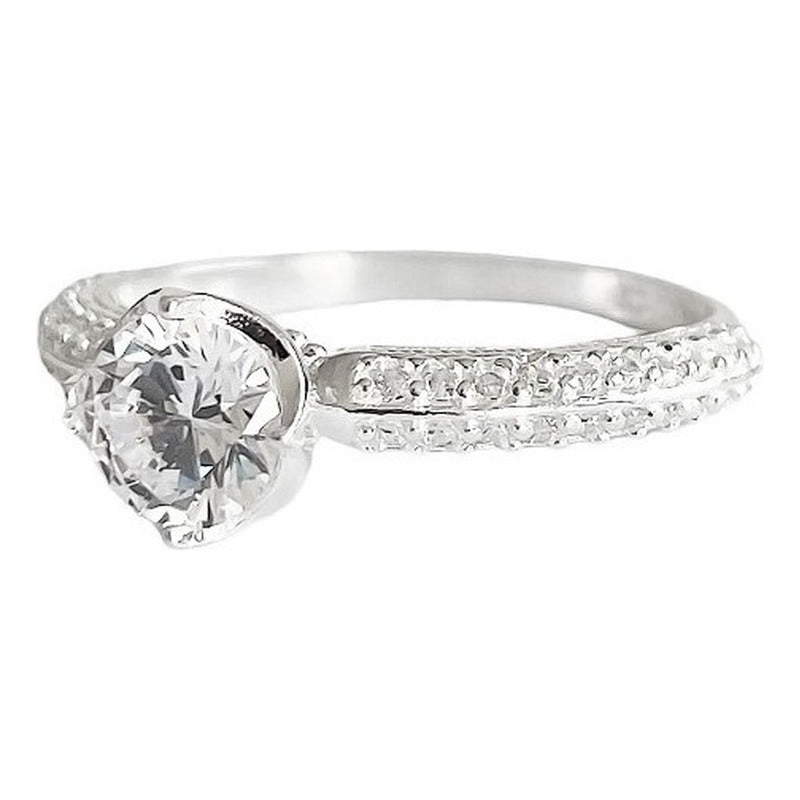 Anillo Compromiso Promesa Boda Corona Deslumbrante Plata 925
