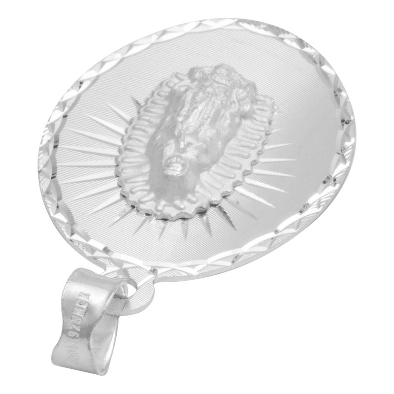 Dije Diamantada Estrella Virgen Guadalupe Plata 925 2.2 Cm
