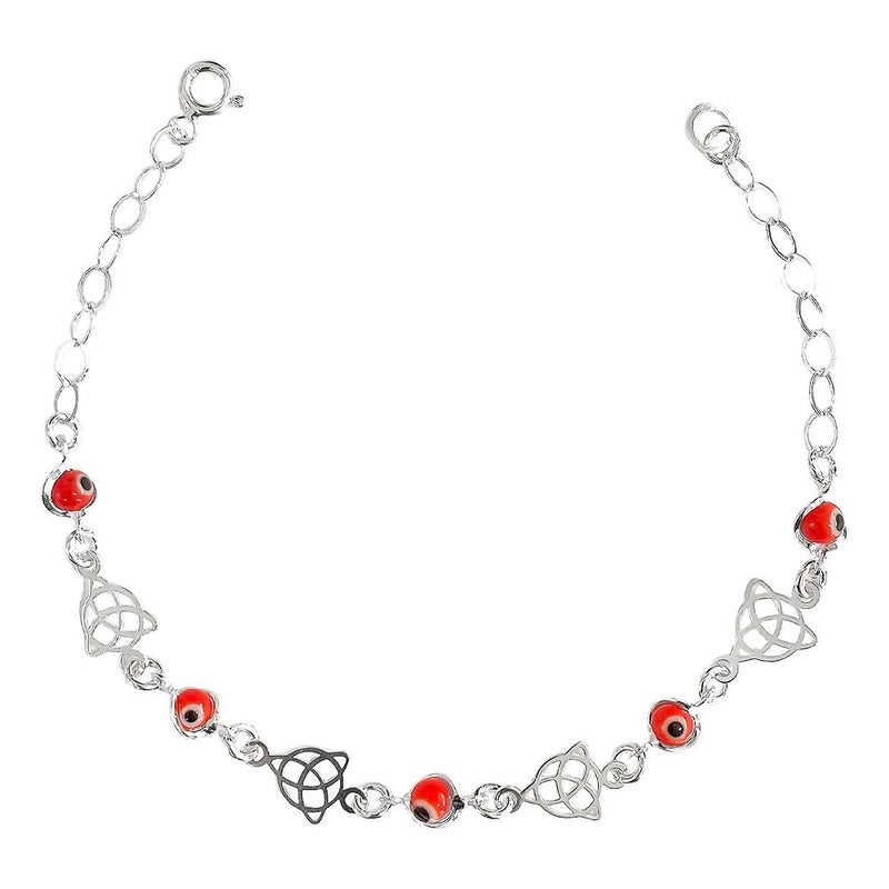 Pulsera Ajustable Triqueta Grande Ojo Turco Plata Ley 925